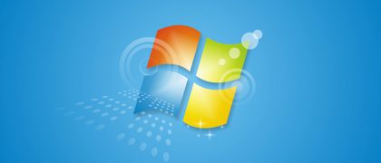 Windows 7 logo on blue background